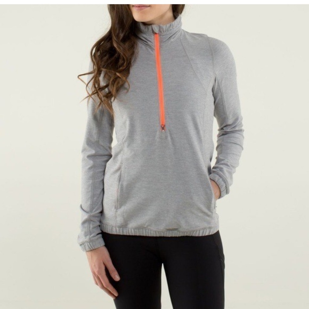 Lululemon Forthright 1/2 Zip Heathered Medium Grey / Ambient Grey women’s size 8